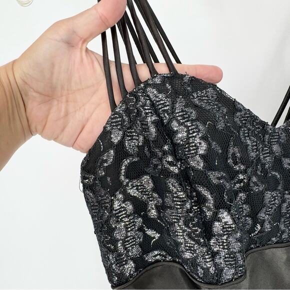 Vintage 90s All That Jazz Whimsigoth Glam Lace Satin Formal Gown Black Size 5/6 - Picture 8 of 15